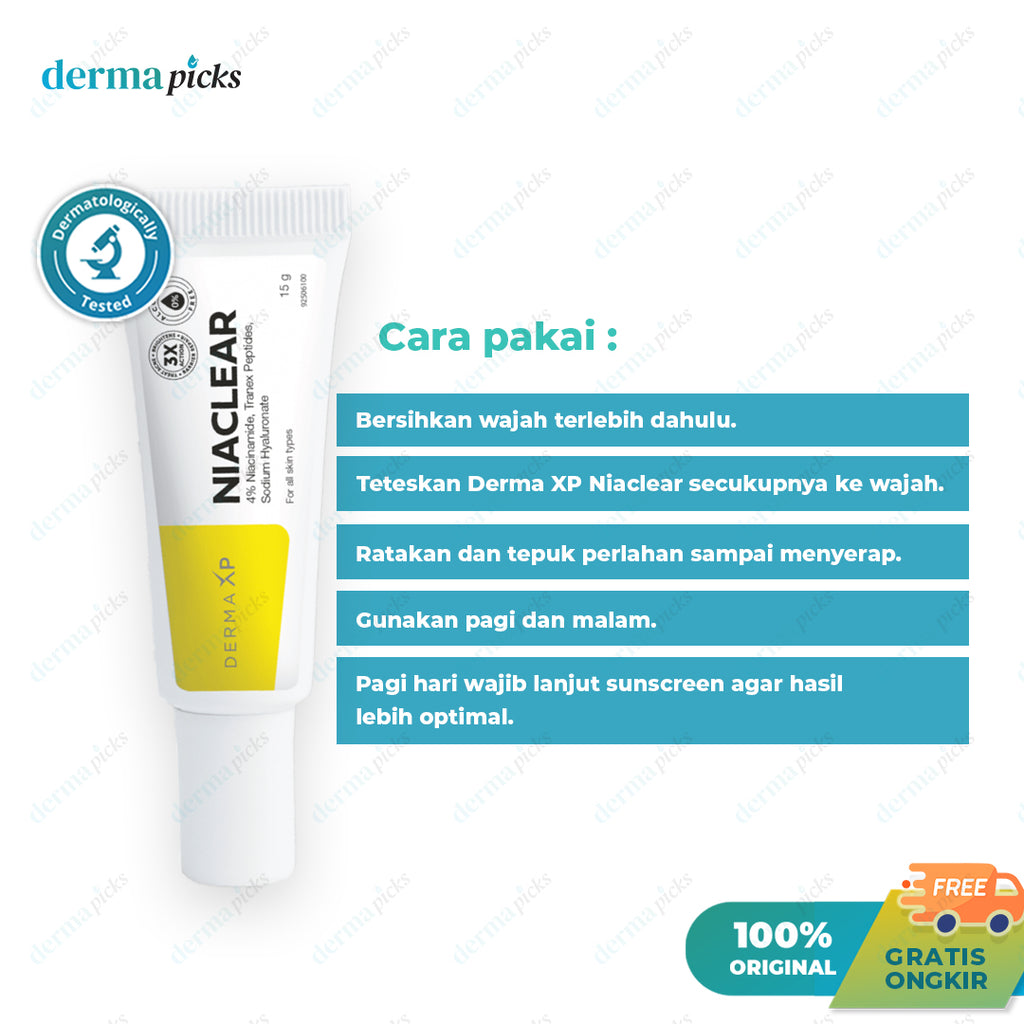 Derma Xp Niaclear Niacinamide 4% Cream Jerawat | Wajah kusam | Noda Bekas Jerawat 15gr