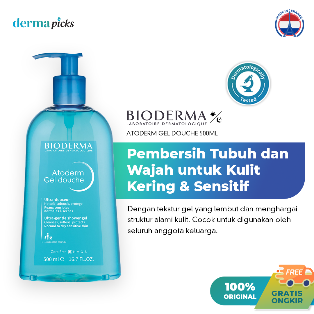 BIODERMA ATODERM GEL DOUCHE 500ML - Pembersih Tubuh dan Wajah untuk Kulit Kering & Sensitif