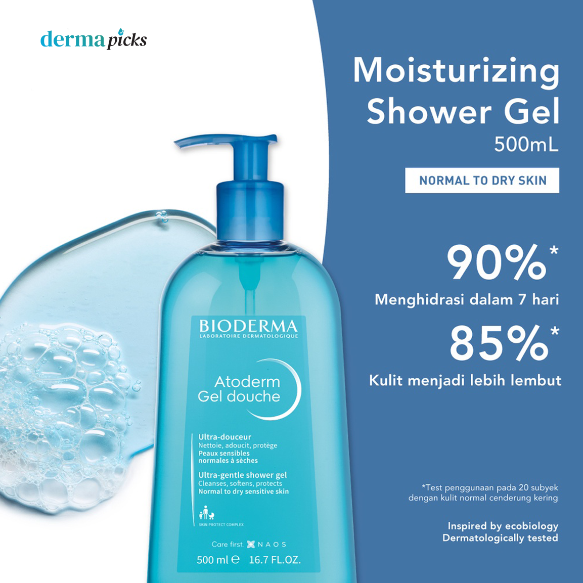 BIODERMA ATODERM GEL DOUCHE 500ML - Pembersih Tubuh dan Wajah untuk Kulit Kering & Sensitif