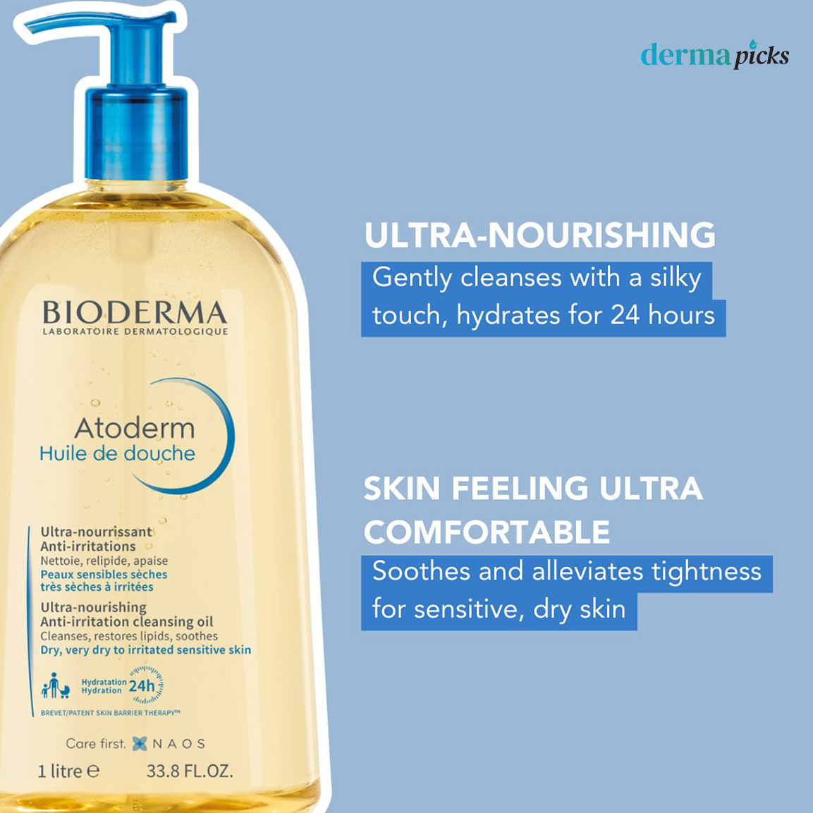 Bioderma Atoderm Huile de Douche 1000 ml -  Pembersih tubuh dan wajah dengan tekstur oil ringan
