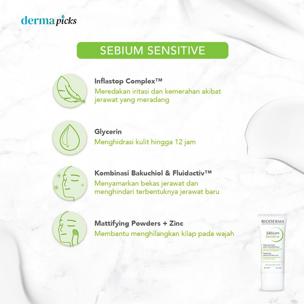 BIODERMA SEBIUM SENSITIVE TE30ML - Krim Pelembab untuk Kulit Jerawat Sensitif