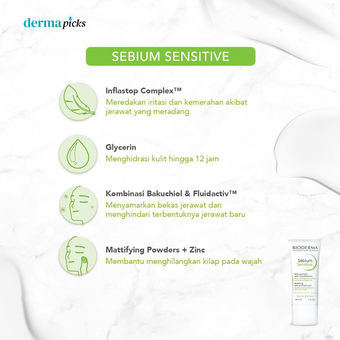 BIODERMA SEBIUM SENSITIVE TE30ML - Krim Pelembab untuk Kulit Jerawat Sensitif