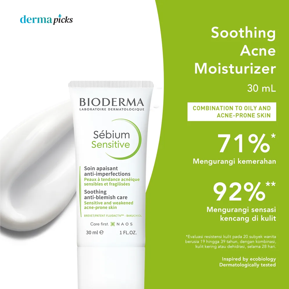 BIODERMA SEBIUM SENSITIVE TE30ML - Krim Pelembab untuk Kulit Jerawat Sensitif